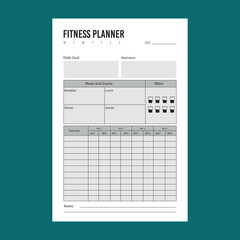 Fitness planner book interior for Amazon KDP Low content book