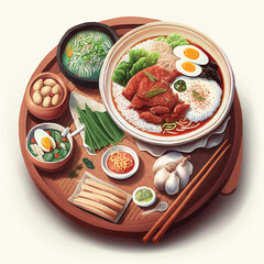 jeonbokjuk  delicious meal, cartoon, art, elements for restaurant menu poster or stickers
