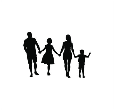 A walking family silhouette vector art