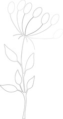 A twig with berries and leaves with a black outline. Vector file for designs.