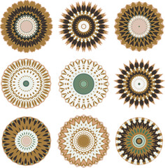 A set of decorative flowers, stars. Vector file for designs.
