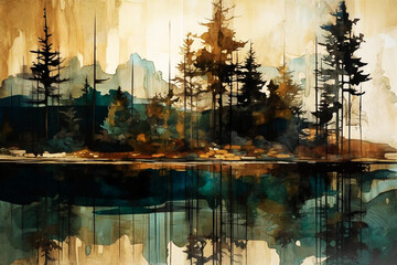 watercolor oil landscape, rural landscape, cityscape watercolor