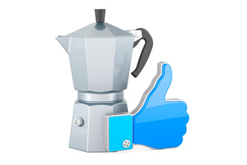 Coffee Maker, Moka Pot with like icon, 3D rendering