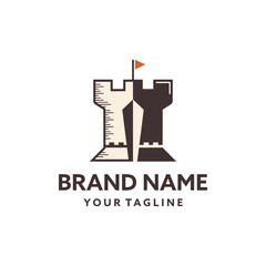 castle sword logo vector