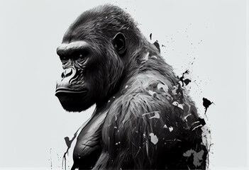 Animal Gorilla Design Elements Isolated Transparent Background: Graphic Masterpiece, Clear Alpha Channel for Overlays Web Design, Digital Art, PNG Image Format (generative AI
