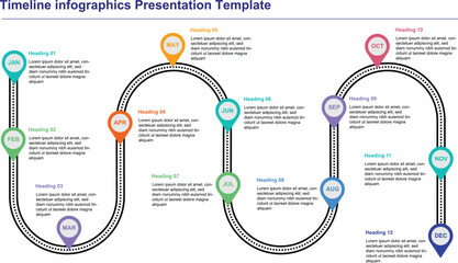 Business road map timeline infographic path from start and end