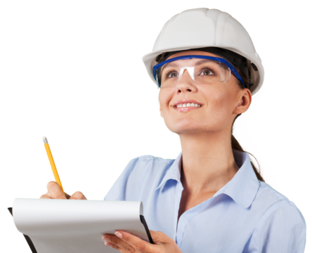 Portrait of young student of architecture  on background