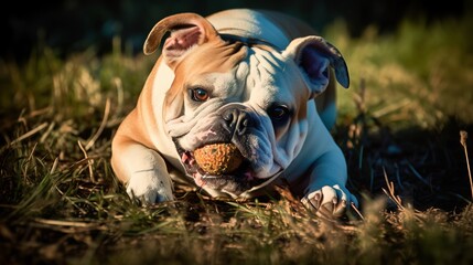 Obraz na płótnie Canvas Playful Pup with a Toy