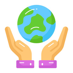 globe on human hands depicting concept of save the world, world earth day icon