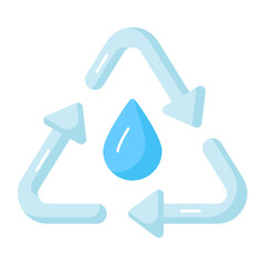 Water drop with recycling sign denoting concept vector of water recycling, premium icon design