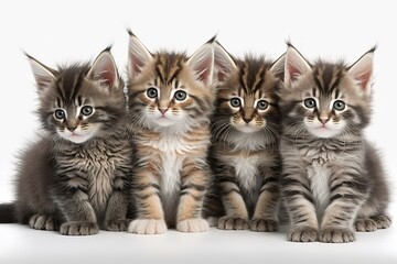 Maine Coon kitten on a white background. Generative AI