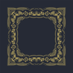 A gold frame with a round border.