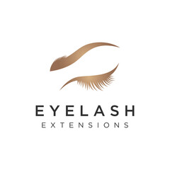 Beautiful and luxurious and modern woman's eyelashes and eyebrows logo design. Logo for business, beauty salon, makeup, eyelash shop.