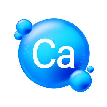 Calcium icon structure chemical element round shape circle light blue. Chemical element of periodic table
