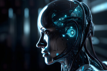 Futuristic robot machine learning - obrazy, fototapety, plakaty