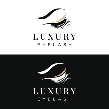 Beautiful and luxurious and modern woman's eyelashes and eyebrows logo design. Logo for business, beauty salon, makeup, eyelash shop.