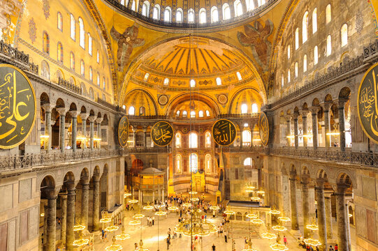 Interior of Hagia Sophia Museum on September 14, 2011 in Istanbul, Turkey