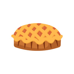 Sweet pie, fruit cake with apple or peach, tart with berry or pumpkin filling, side view