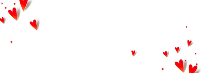 Maroon Color Hearts Vector Panoramic White