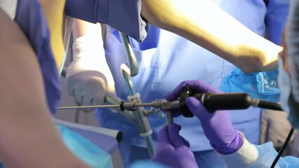 Gynecological chair. Office hysteroscopy. A woman at the gynecologist for a check-up. Manipulations in the gynecological office.