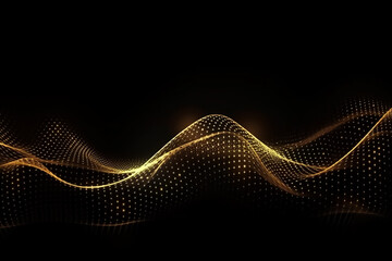 Gold abstract wavy particles background