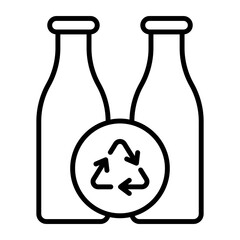 Recycling sign with bottles showing concept of bottles recycling in trendy style