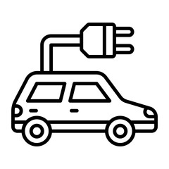 Vehicle with plug denoting eco car vector in modern style, electric car icon