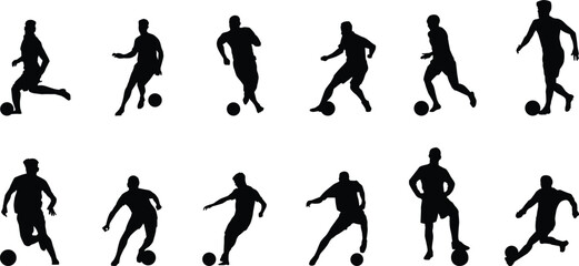 Fototapeta na wymiar silhouettes of football playing 