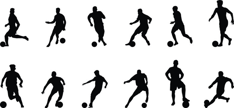 silhouettes of football playing 
