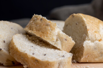 Sliced wheat loaf of fresh bread
