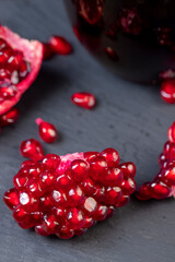 juicy pomegranate seeds of red color