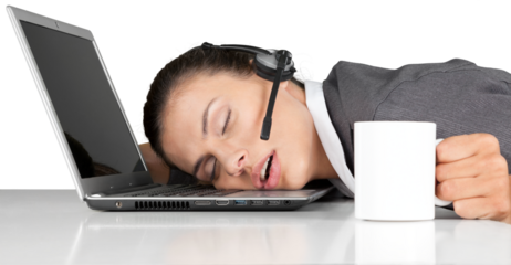 Businesswoman is sleeping with her head on laptop