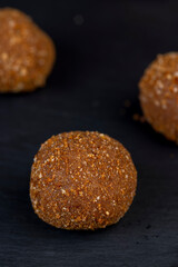 delicious round chocolate candy made of cocoa and sugar