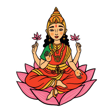 Illustration of Lakshmi principal goddess in Hinduism
