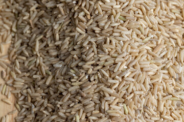 Unprocessed healthy dark rice, close up