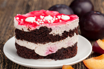 Delicious puff pastry with chocolate biscuits and berry flavor