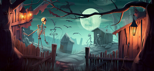 landscape halloween with full moon