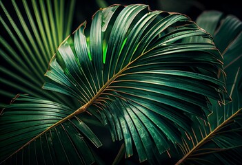 Obraz na płótnie Canvas green palm leaves transparent. Generative AI