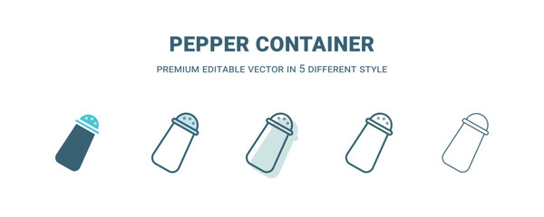 pepper container icon in 5 different style. Outline, filled, two color, thin pepper container icon. Editable vector can be used web and mobile