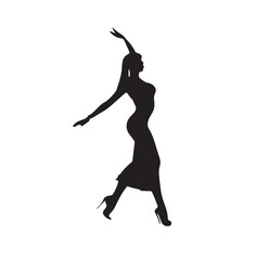  A nice dancing girl silhouette illustration.