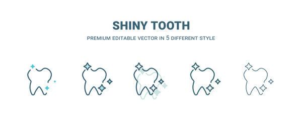 Fototapeta na wymiar shiny tooth icon in 5 different style. Outline, filled, two color, thin shiny tooth icon. Editable vector can be used web and mobile