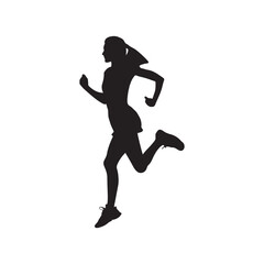 Fototapeta na wymiar A running girl silhouette vector art.