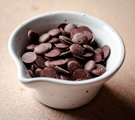 Vegan Chocolate drops in a bowl
