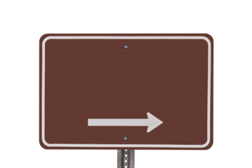 Blank brown arrow sign isolated with cut out background.