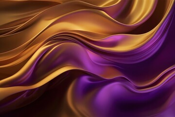 Obraz premium Abstract background of golden and purple silk or satin fabric with some smooth wavy lines, Generative Ai