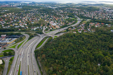 Aerial view of Highway road in Göteborg