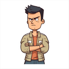 A man standing with an angry expression