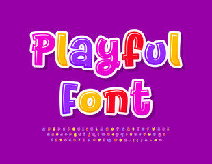 Vector Playful Font. Funny Kids Alphabet Letters, Numbers and Symbols for Children