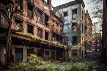 Fototapeta na wymiar abandoned building old city. generative ai
