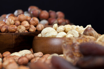peeled cashew nuts close-up on the table